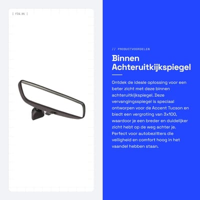 Dailygoods- Achteruitkijkspiegel Helder Zicht - Binnenspiegel Auto - Achteruitkijkspiegel Autobegeleider - Vervangingsonderdeel - 85101 3X100 - Geschikt voor Accent Tucson