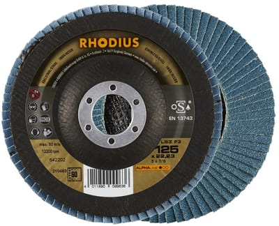 Rhodius 210483 LSZ F3 Lamellenschijf Diameter 125 mm Boordiameter 22.23 mm Korrelgrootte (num) 60 RVS 1 stuk(s)