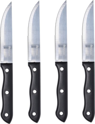 Excellent Houseware BBQ steakmessen set - 8x stuks - RVS - zilver - 33 cm - messenset - vleesmessen - bestek