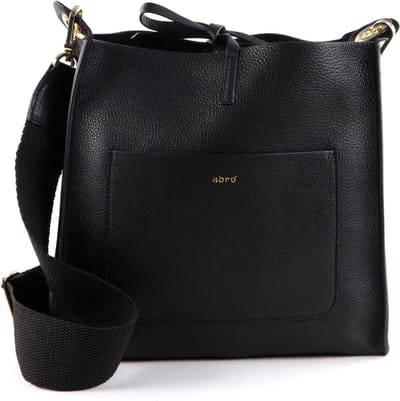 abro Leren Schoudertas Leather Dalia Crossbody Bag Raquel Black / Gold Zwart