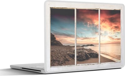 Laptop sticker - 13.3 inch - Doorkijk - Strand - Zee - 31x22,5cm - Laptopstickers - Laptop skin - Cover