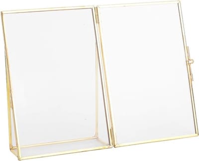 Vintage Fotolijst van Messing - Retro Glazen Tafelhouder, Ideaal voor 4 x 6 Inch Foto's, Perfect voor Thuisdecoratie en Cadeaus