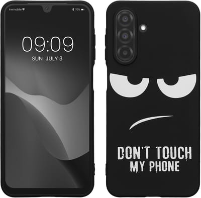 kwmobile telefoonhoesje geschikt voor Samsung Galaxy A26 5G - Hoesje voor smartphone in wit / zwart - Backcover van TPU - Don't Touch My Phone design