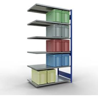 Schulte Lagertechnik MULTIplus 250 rekkensysteem zonder grendels, lengte grendel, 2500x1300x800 mm, 6 legborden, lichtgrijs