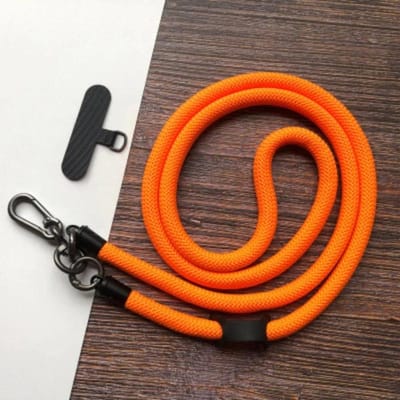 Verstelbaar Telefoonkoord Afneembaar Nekkoord Universele Crossbody Riem voor Mobiele Telefoonhoes Koorden Dikte 7mm D black