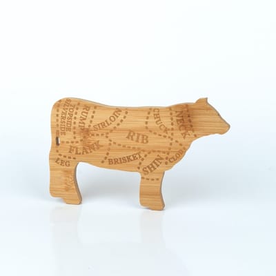 Snijplank koe vorm - Borrelplank - Charcuterie board - Houten snijplank - Serveerplank - Kaasplank - Snackplank - Hapjes plank - Bamboe - Cutting board - Keuken accessoire - 19x12 cm - Jonyx