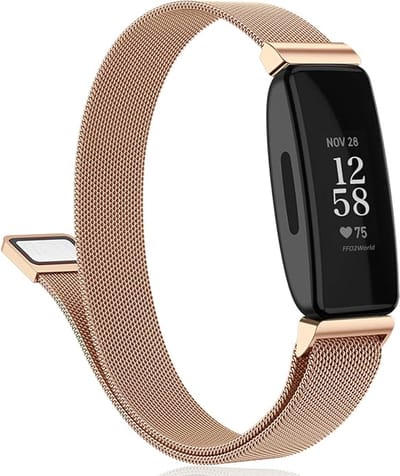 Stravo Luxe Milanese bandje - Rosé goud - geschikt voor Fitbit Inspire/HR/2 - RVS Milanees - Large