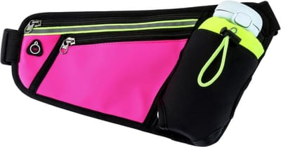 Hardloopriem Heuptasje met Waterfleshouder voor Heren Dames Reflecterend Heuptasje Telefoon voor Fitness, Joggen, Wandelen, Telefoonhouder Universeel - Roze