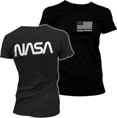 NASA Dames Tshirt -S- Black Flag Zwart