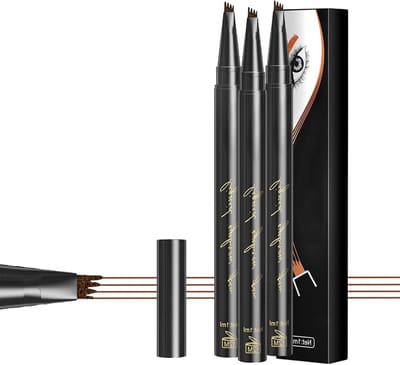 Wenkbrauw Potlood - Microblading Pen - Natuurlijke Wenkbrauwen Creëren - Vierpunts Applicator - 3 Stuks - Lichtbruin