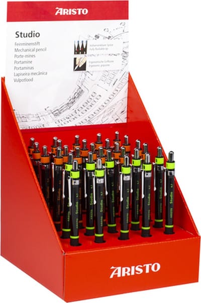 Aristo vulpotlood - Studio Art series - display met 30 stuks - lijnbreedte 0.5/0.7mm - hardheid HB - met gum - assorti kleuren - AR-VD85903