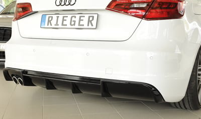 RIEGER - PERFORMANCE DIFFUSER / VALANCE - AUDI A3 S LINE  PREFACELIFT HATCH / SPORTBACK - GLOSS BLACK