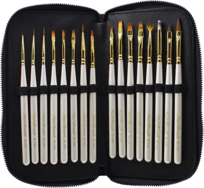 YUBBI Professionele 16-delige Nail Art Set - Nagellak Acryl Penselen - Fineliner Penseel - Gellak Penselen - Inclusief Opberg Etui