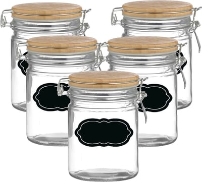 Weckpot/inmaakpot - 10x - 700 ml - glas - met beugelsluiting - incl. etiketten
