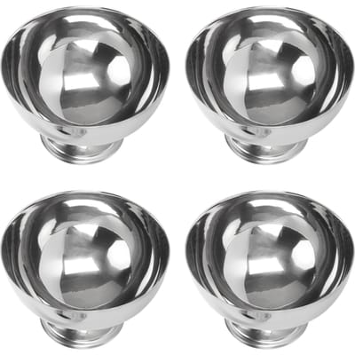 4 Pièces Bol à Dessert en Acier Inoxydable Multifonctionnel Résistant aux Chutes Antirouille Tasses à Glace avec Fourchettes pour Hôtels