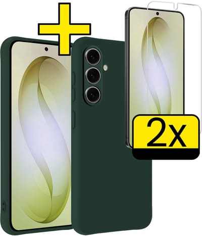 Hoesje - Met 2x Screenprotector - Geschikt voor Samsung Galaxy S26 - Sterk & Shockproof - Back Cover - Siliconen Case - Telefoon Hoes - Telefoonhoesjes - Donkergroen