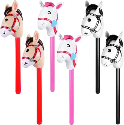 4 Opblaasbare Stokpaarden voor Feest en Spel