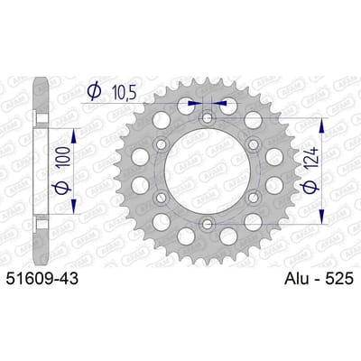 Aluminium tandwiel achter Afam 525 43 dents