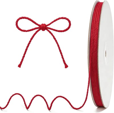 Rode Katoenen Touw van 100m, 2mm Dikte voor Macramé, Koken, Knutselen en Cadeauverpakking voor Feestdagen en Speciale Gelegenheden