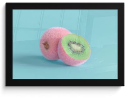 Poster in lijst - Fotolijst 30x20 cm - Posters - Kiwi - Blauw - Surrealistisch - Posterlijst zwart - Decoratie - Wanddecoratie woonkamer - Muurdecoratie slaapkamer