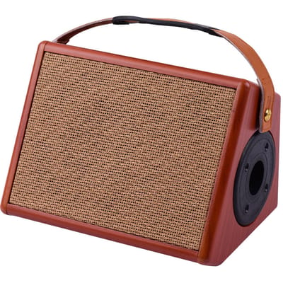 AC-25 25W draagbare akoestische gitaarversterker, oplaadbare versterker, draadloze BT-luidspreker, onafhankelijke reverb bruin