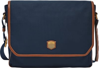 FOSSIL Schoudertas Laptoptas met laptopvak Hayes Courier Navy Donkerblauw