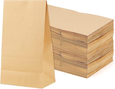 Grote bruine papieren zakken van kraft, 100 stuks, 32 x 18 x 11 cm, ideaal voor feestjes, bruiloften en cadeauverpakkingen