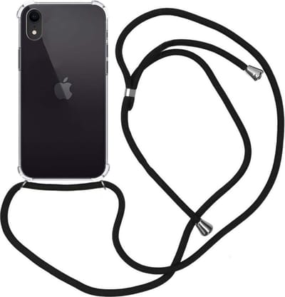 Hoes - Geschikt voor Apple iPhone XR - Met Koord - Shock Proof - Siliconen Case - Back Cover - Telefoonkoord - Telefoon Hoesje Shockproof - Telefoonketting - Transparant