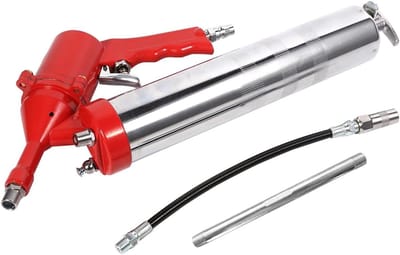 Vetspuit Set - Handige Vetspuit - Machine Onderhoud - Lichtgewicht Aluminium - 43 cm Lengte - Rood Zilver