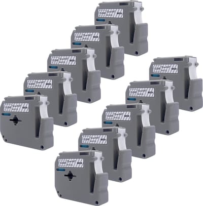 DULA Brother Compatible label tape- M-K131 - 10 cassettes - Brother P-Touch - Zwart op transparant - 12mm x 8m