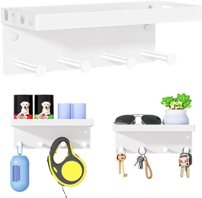 Dailygoods- Sleutelrek Met Opbergvak - Metalen Sleutelhouder - Wandhaak Hondenriem - Antislip Ontwerp - Sterk Draagvermogen - Voor Binnengebruik