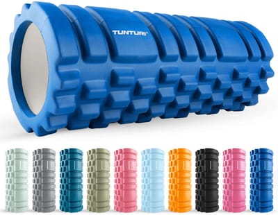 Tunturi Yoga Grid Foam Roller - Massage Roller - Foamroller - Fitness Roller - Blauw - 33cm - Incl. gratis fitness app
