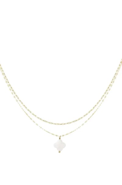 White clover ketting 18K - gold plated - waterproof - nikkel vrij - goud - gold - wit - white - ketting - necklace - dubbele ketting - layering - layer - clover - klaver -