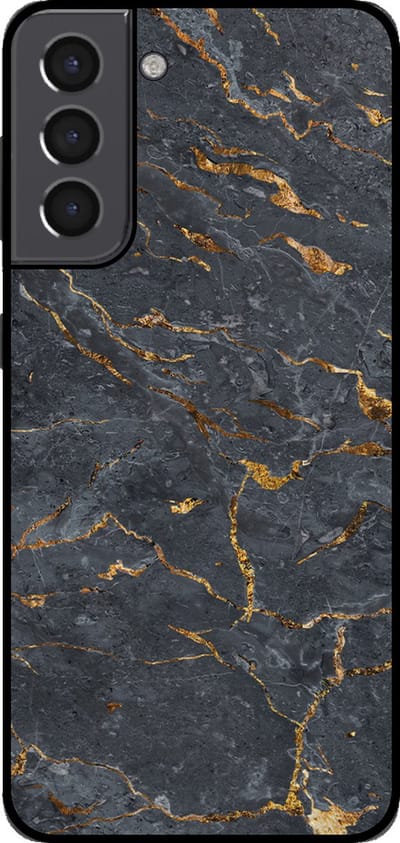 Smartphonica Telefoonhoesje voor Samsung Galaxy S21 met marmer opdruk - TPU backcover case marble design - Goud Grijs geschikt voor Samsung Galaxy S21