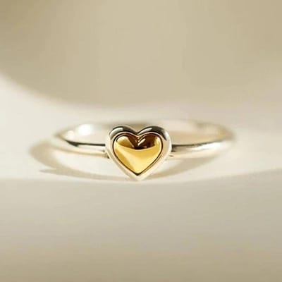 Huitan Hartringen voor Dames Metaal Tweekleurig Liefdesringen Eeuwigheid Trouwring Accessoires Moderne Mode Dames Sieraden Dropship 9