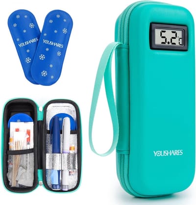 Insuline Koeltas met 2 TSA Koelbatterijen, Mini Medicijn Cooler voor Reizen, Geïsoleerde Tas voor Epipens, Insuline en Medicijnen, Ideaal voor Diabetici (Groen)