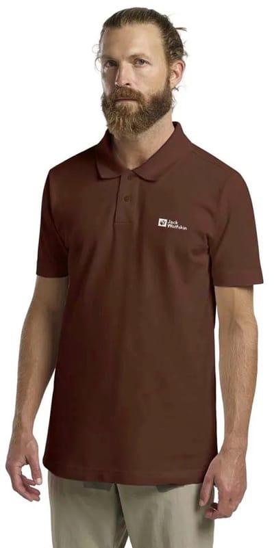 Jack Wolfskin Essential Korte Mouw Poloshirt Bruin S Man