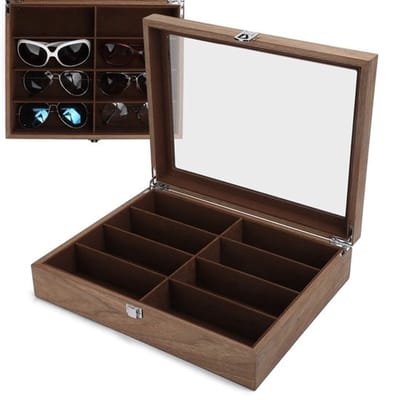 Allecto - Zonnebril Organizer - 8 Grids Opbergdoos - Houten Design