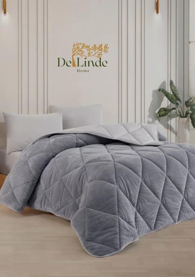 Dekbed zonder overtrek - Grijs - 220x240 cm - Lits-jumeaux - 2 in 1 Dekbed - Teddy - Zacht & Hypoallergeen - 4 Seizoenen - Dubbelzijdig - Wasbaar - Ultra Soft - De Linde Home