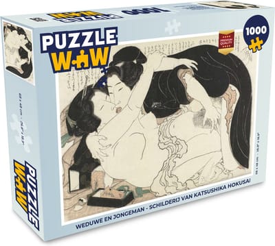 Puzzel Weduwe en jongeman - Schilderij van Katsushika Hokusai - Legpuzzel - Puzzel 1000 stukjes volwassenen