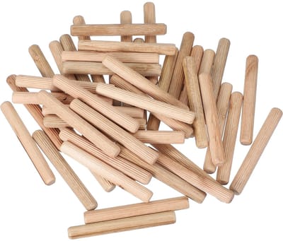 Houten deuvelspelden 3/8 "x 3-3/16" (10 mm x 80 mm) Rechte deuvelstaven hout gecanneleerde deuvels staven voor ambachten meubels doe-het-zelf hardhout tellen 60