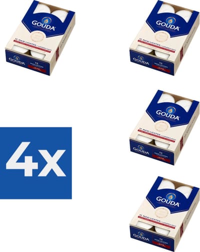 Gouda Waxinelichtjes Wit - 12 stuks - Voordeelverpakking 4 stuks