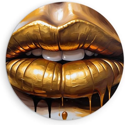 Saammp Muurcirkel Hout - Vrouw - Lippen - abstract - Ø 90 - Wandcirkel - Wanddecoratie Cirkel - Muurdecoratie Woonkamer - Slaapkamer decoratie - Rond Schilderij
