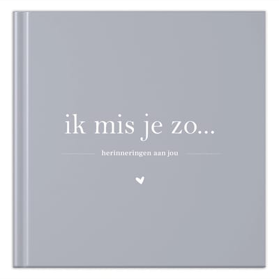 Fyllbooks - Herinneringsboek Ik mis je zo - Herinneringen Invulboek - Blauwgrijs