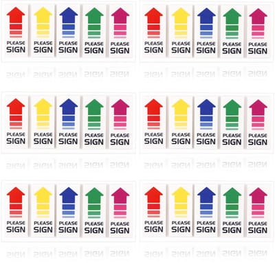 Dailygoods- Handtekening Tabs 600 stuks - Onderteken Berichtvlaggen - Plakkende Pijllabels - PET-materiaal - 5 Kleuren - 4,5 x 2 cm - Opmerkingenlabels