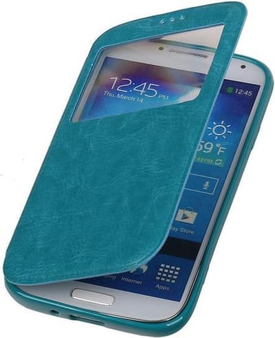 Polar View Map Case Turquoise Samsung Galaxy S3 I9300 TPU Bookcover Hoesje