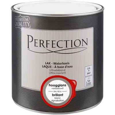 Perfection Houtlak Lak - Hoogglans - Verkeerswit Ral 9016 - 2,5l