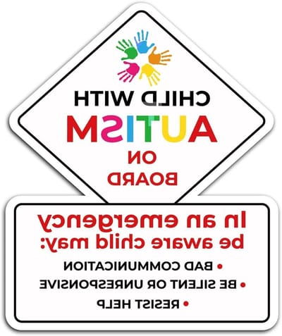 3-delige Autisme Stickers voor Auto - Weerbestendige Stickers met Kind met Autisme, Waarschuwingssignaal voor Ramen en Bumper, Decoratieve Decals voor Veiligheid