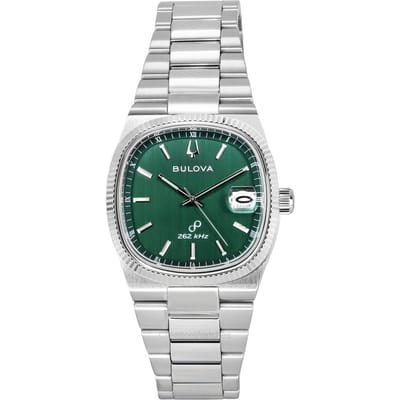 Bulova Classic Super Seville 262kHz Precisionist Roestvrij Staal Groene Wijzerplaat Quartz 96B439 Herenhorloge groen