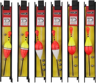 Set van 6 Vissershengels met Vliegvlotters, Lood, Koord en Haak voor Zeevisserij (5#, 7#, 9#) en Wildwateractiviteiten